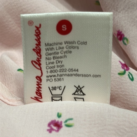 Hanna Andersson Maxi Dress Womens Large Floral Pink Short Sleeve Rayon USA Vtg - Picture 10 of 10